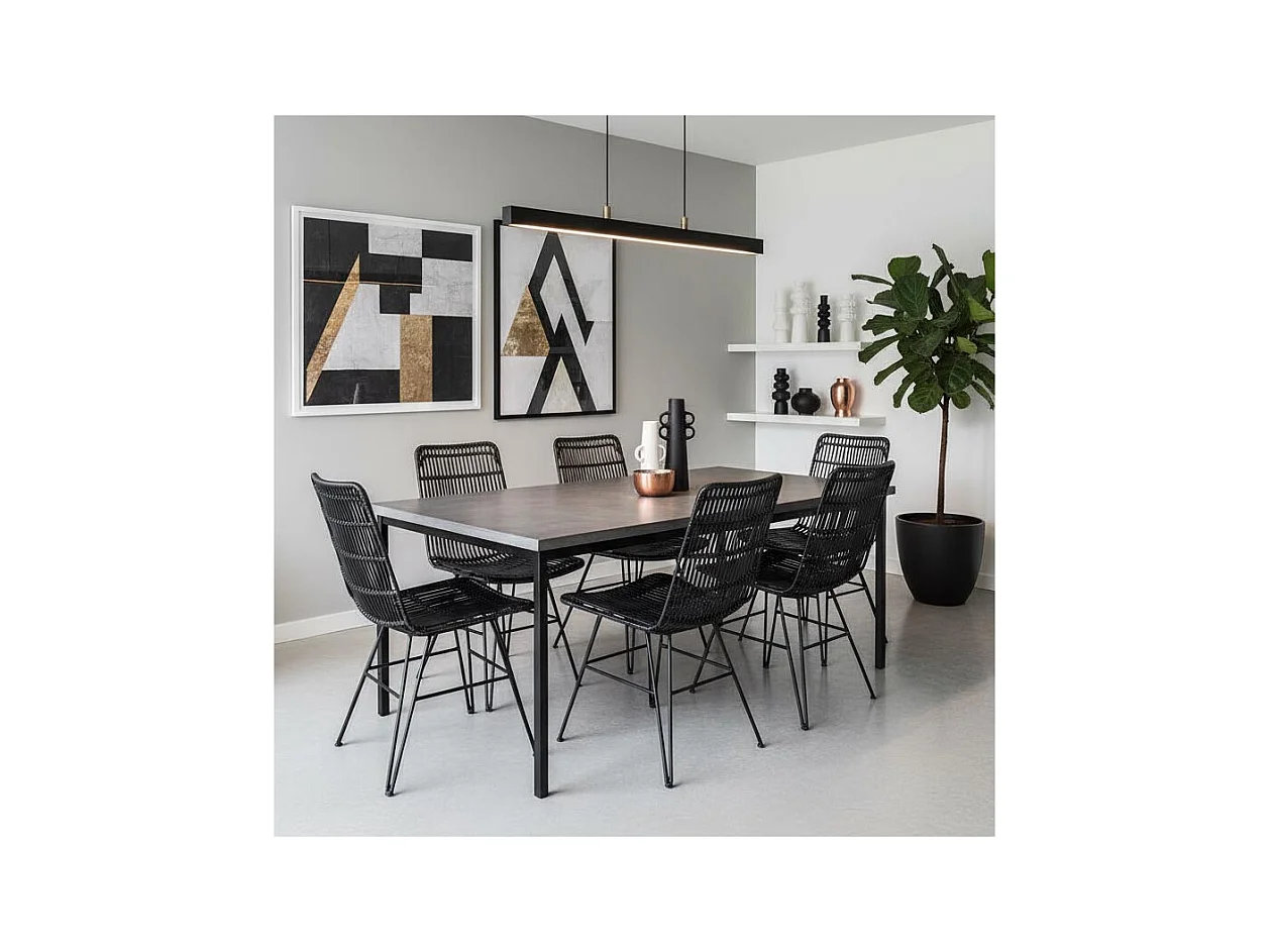 Chaise en rotin et métal Maïa Noir