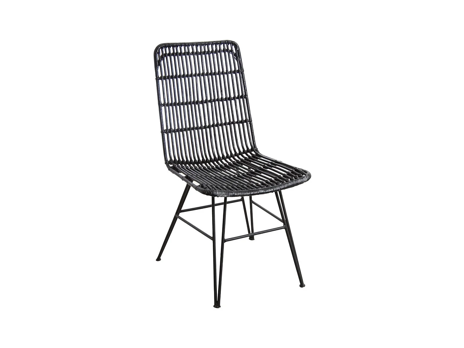 Chaise en rotin et métal Maïa Noir