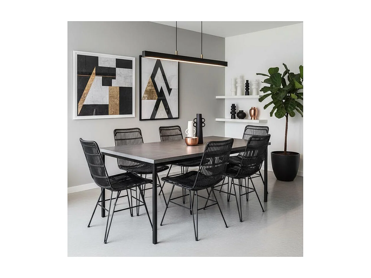 Chaise en rotin et métal Maïa Noir