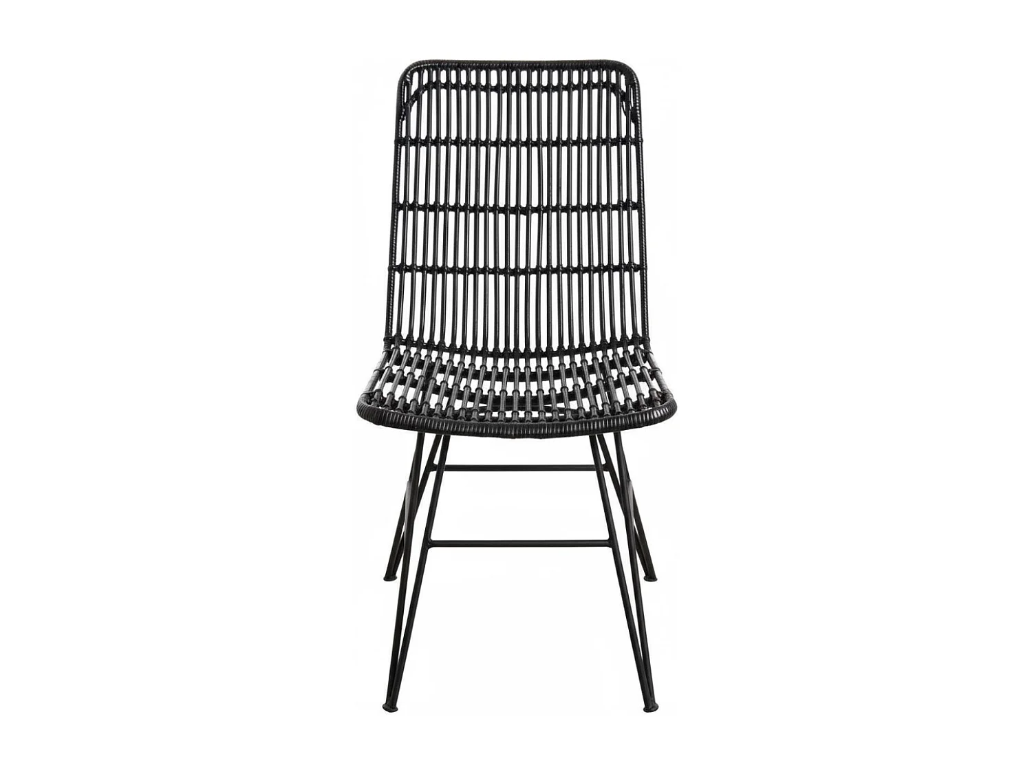 Chaise en rotin et métal Maïa Noir