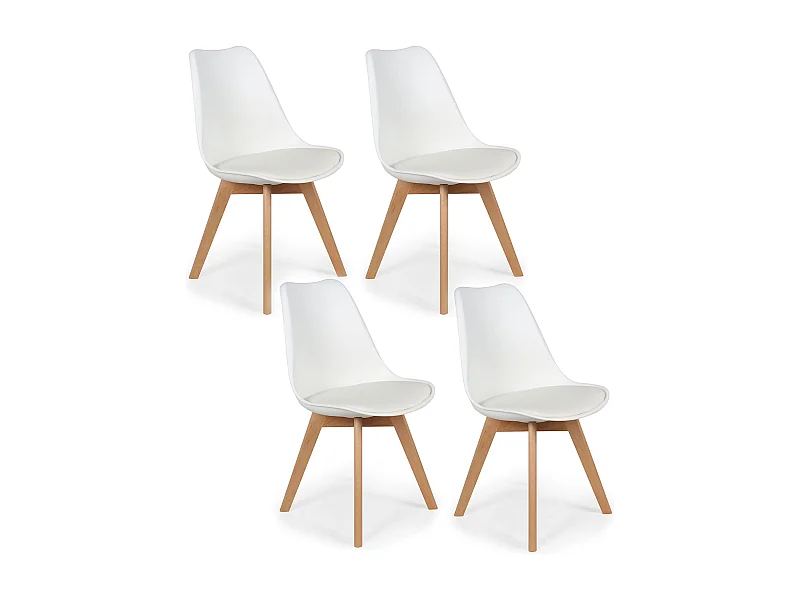 Chaise Scandinave Coque Rembourree Blanc - Lot De 4 Blanc