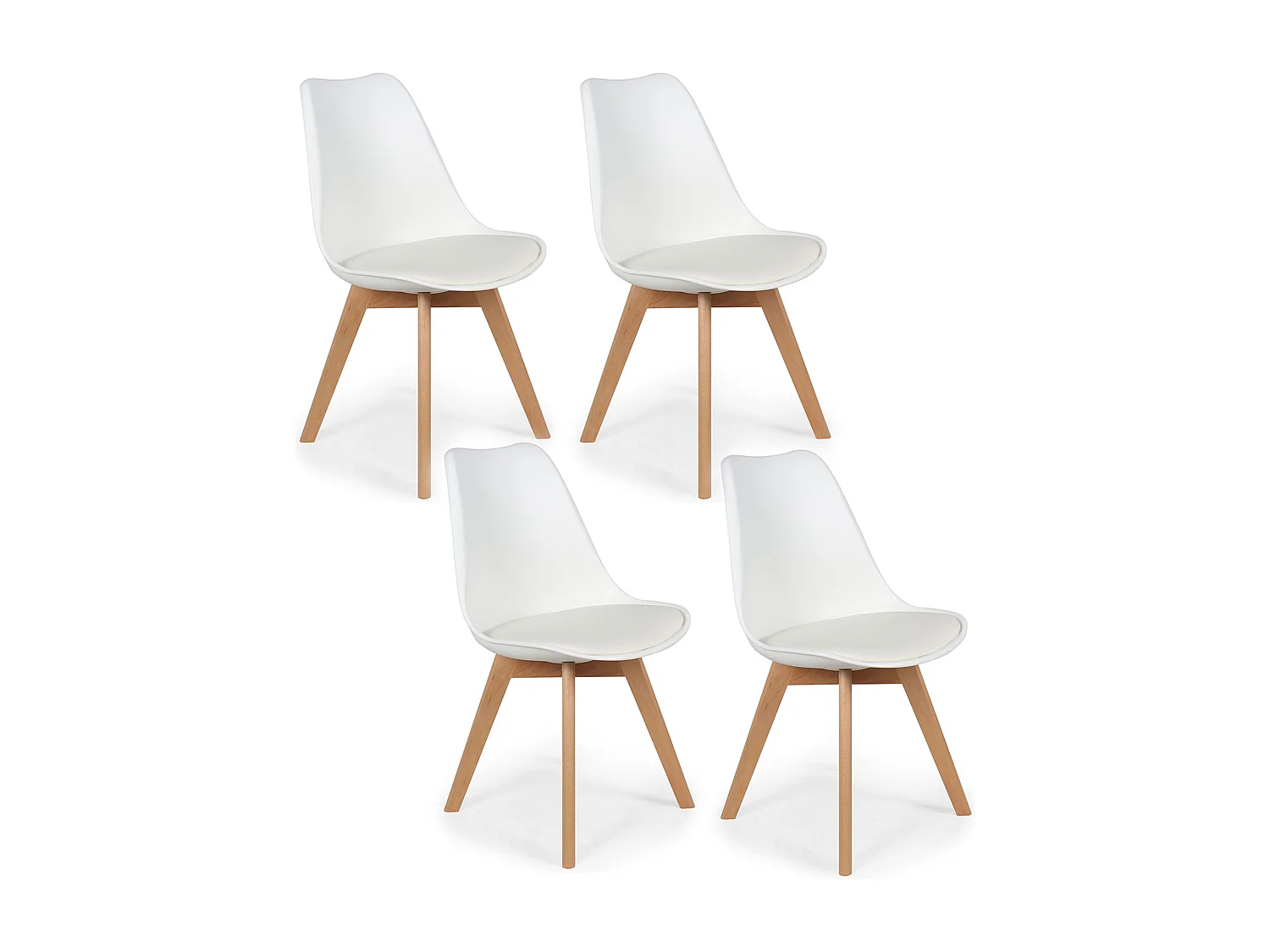 Chaise Scandinave Coque Rembourree Blanc - Lot De 4 Blanc