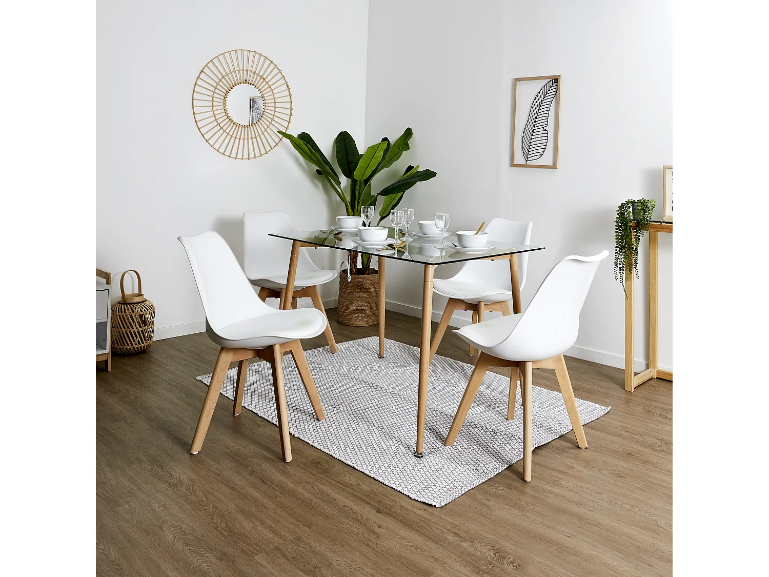 Chaise Scandinave Coque Rembourree Blanc - Lot De 4 Blanc