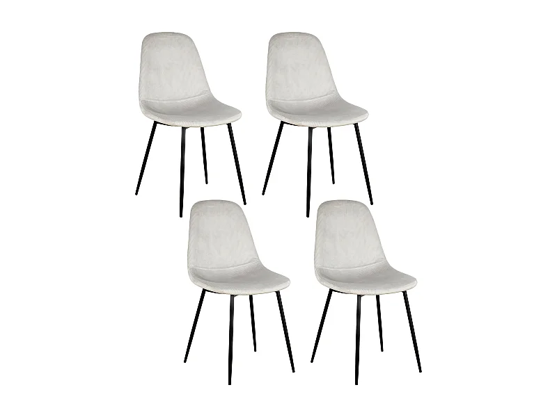 Chaise Velours Cotele Giulia Gris Clair - Lot De 4 Gris