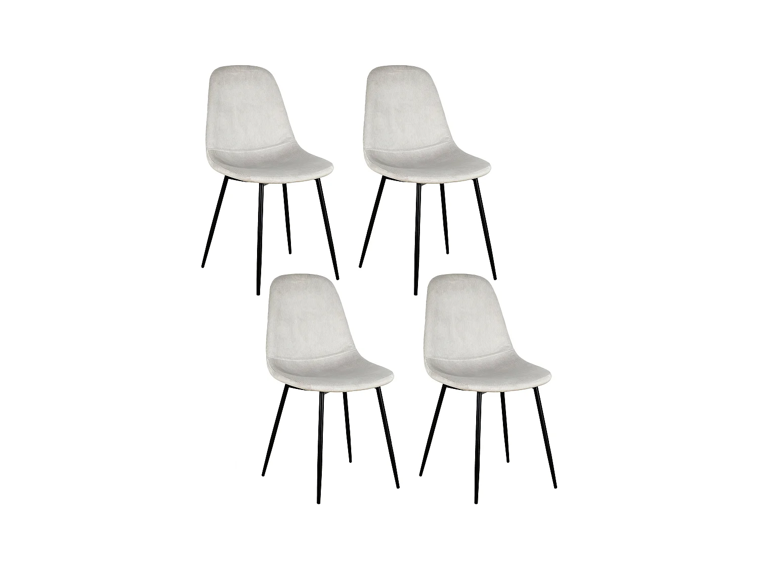 Chaise Velours Cotele Giulia Gris Clair - Lot De 4 Gris