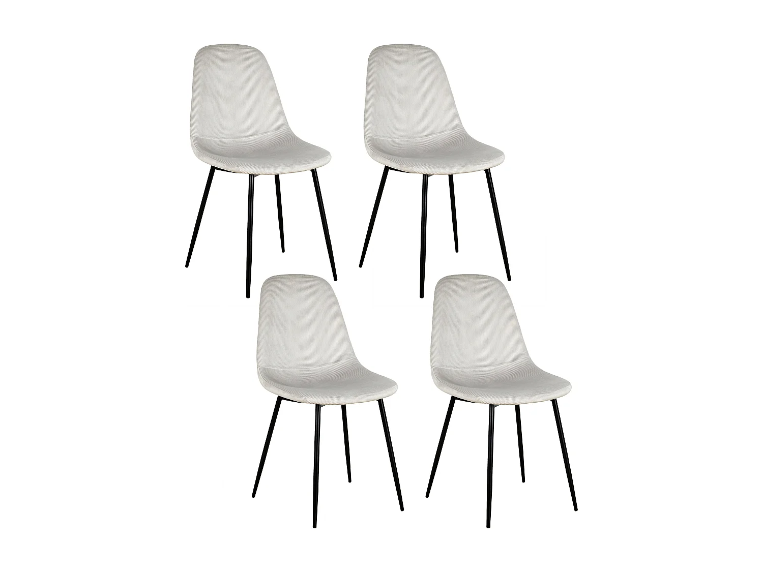 Chaise Velours Cotele Giulia Gris Clair - Lot De 4 Gris