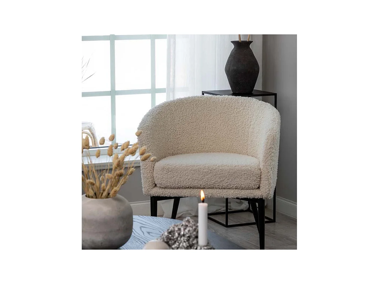 Fluffy fauteuil teddy wit.