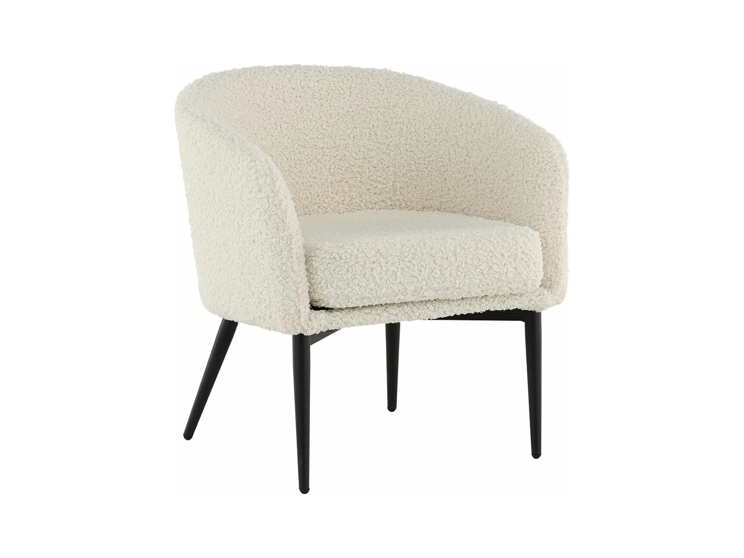 Fauteuil Design Bouclette "Fluffy" 70cm Blanc