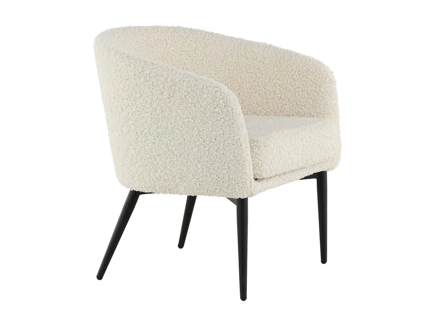 Fauteuil Design Bouclette "Fluffy" 70cm Blanc