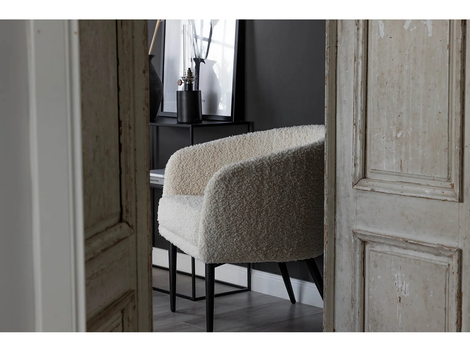 Fluffy fauteuil teddy wit.