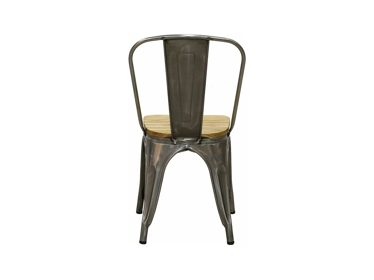 Chaise industrielle en métal et bois d'orme huilé (Lot de 4)