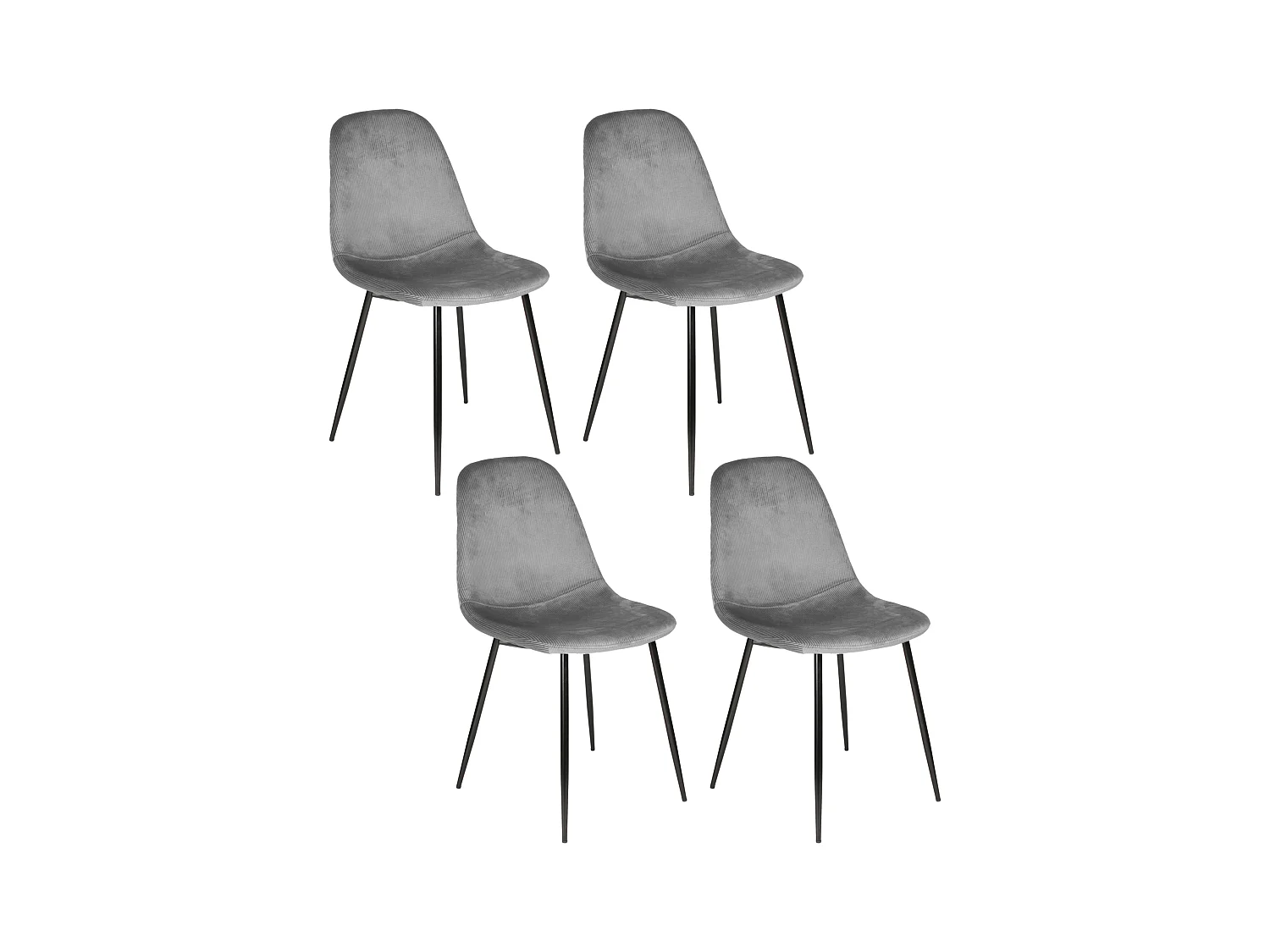 Chaise Velours Cotele Giulia Gris - Lot De 4 Gris