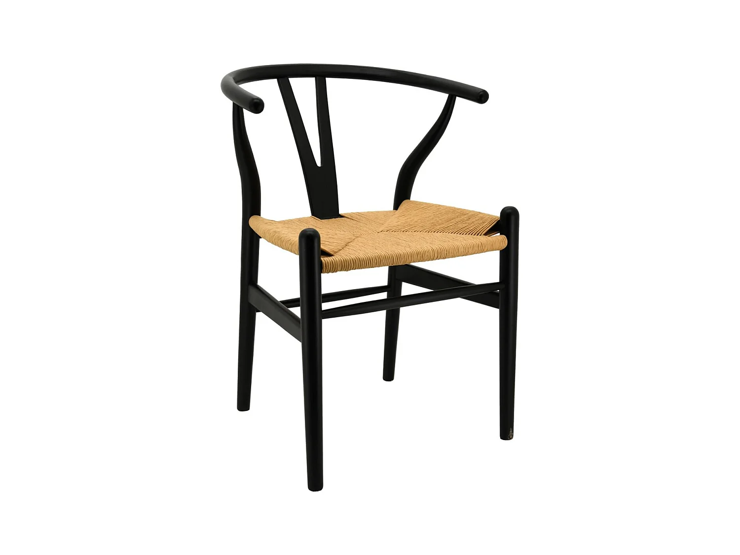 Chaise en bouleau laqué noir et papier cordé