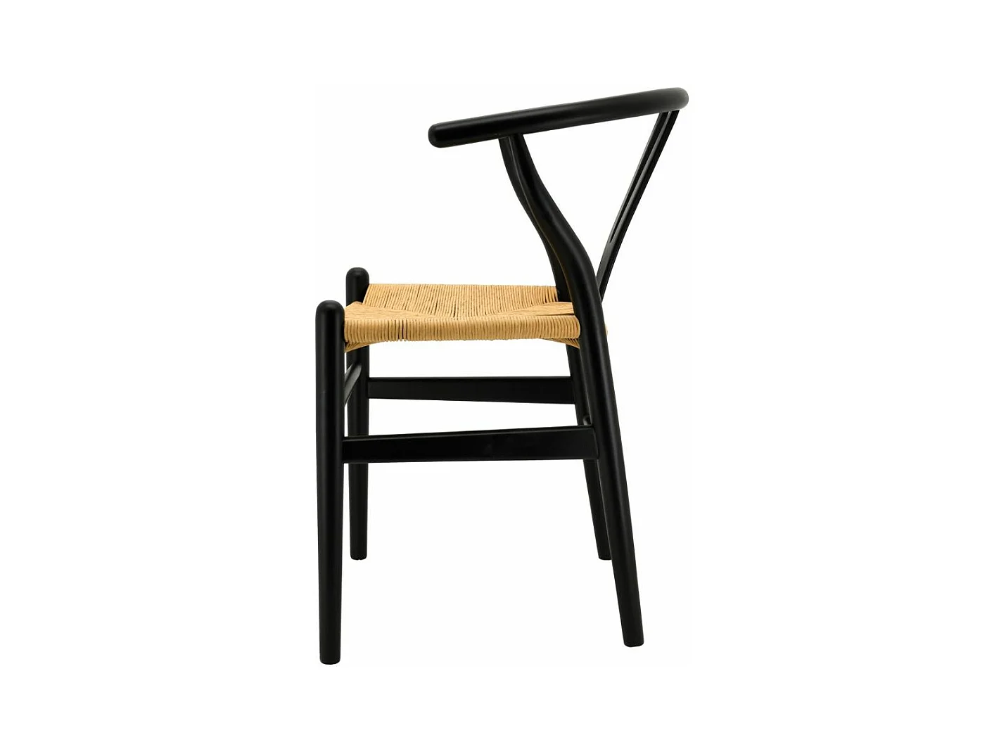 Chaise en bouleau laqué noir et papier cordé