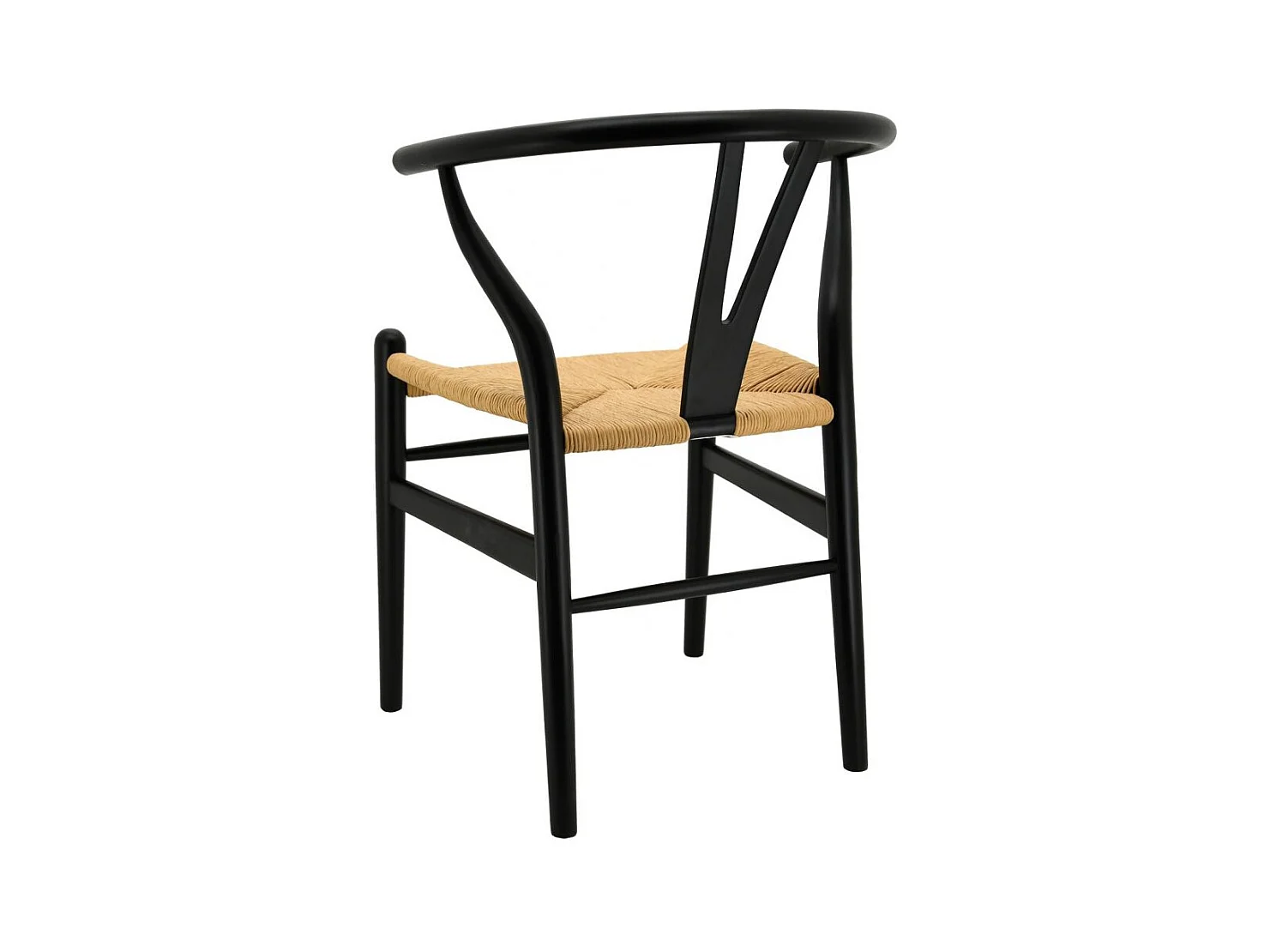 Chaise en bouleau laqué noir et papier cordé