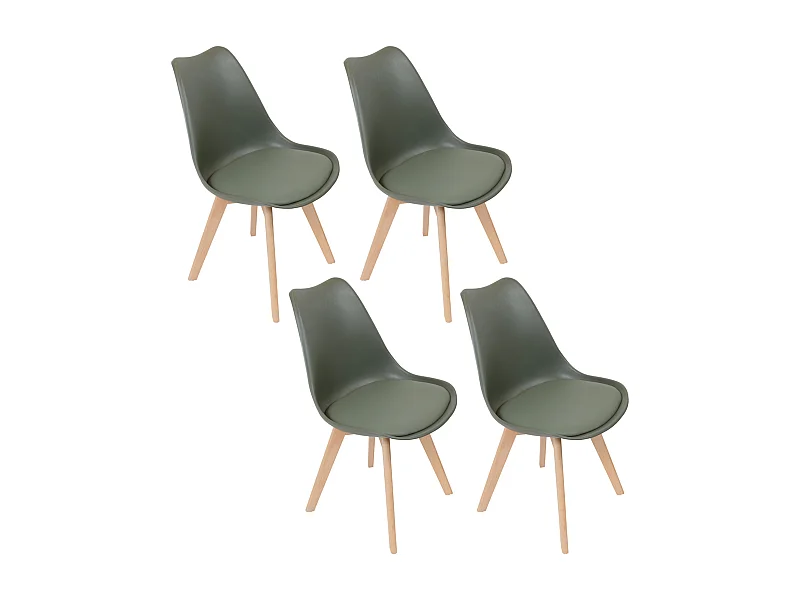Chaise Scandinave Coque Rembourree Kaki - Lot De 4 Vert