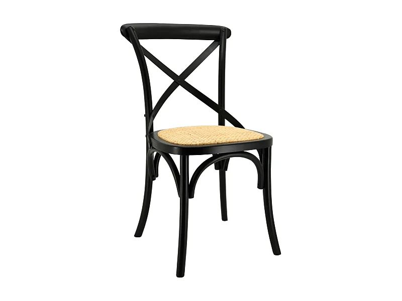 Chaise en bouleau et rotin Bistrot chic