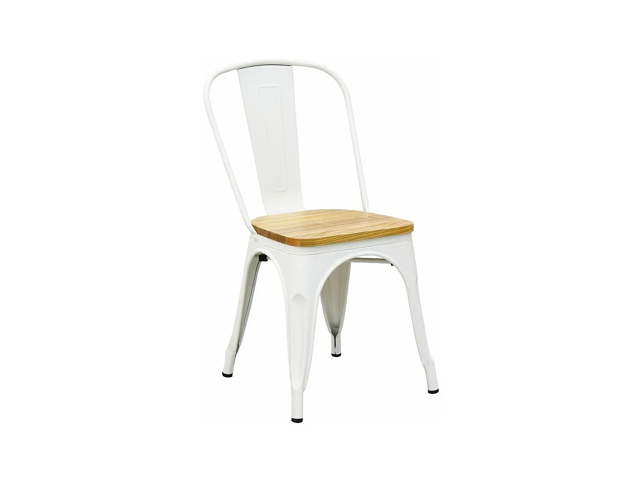 Chaise industrielle en métal et bois d'orme huilé (Lot de 4)