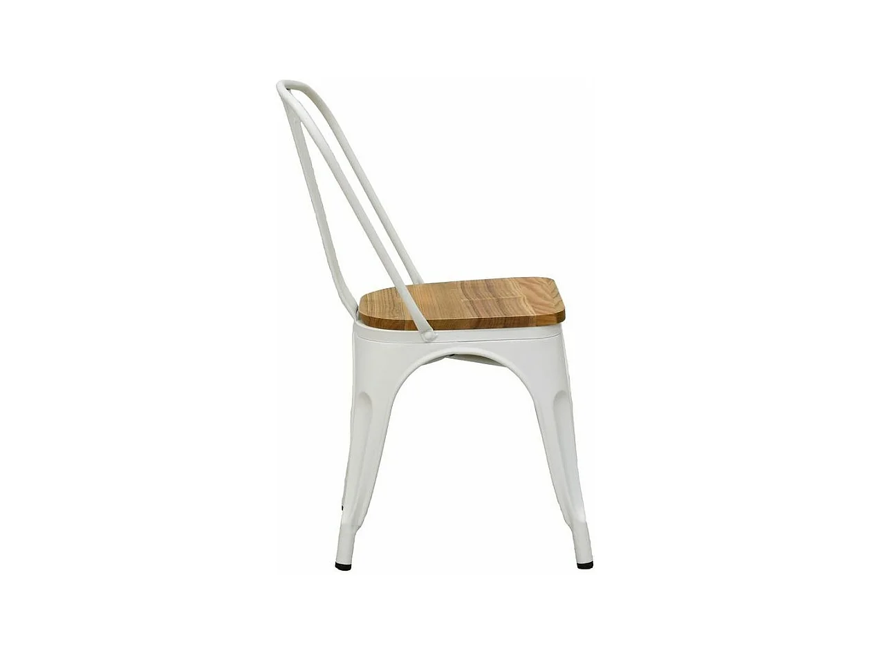 Chaise industrielle en métal et bois d'orme huilé (Lot de 4)