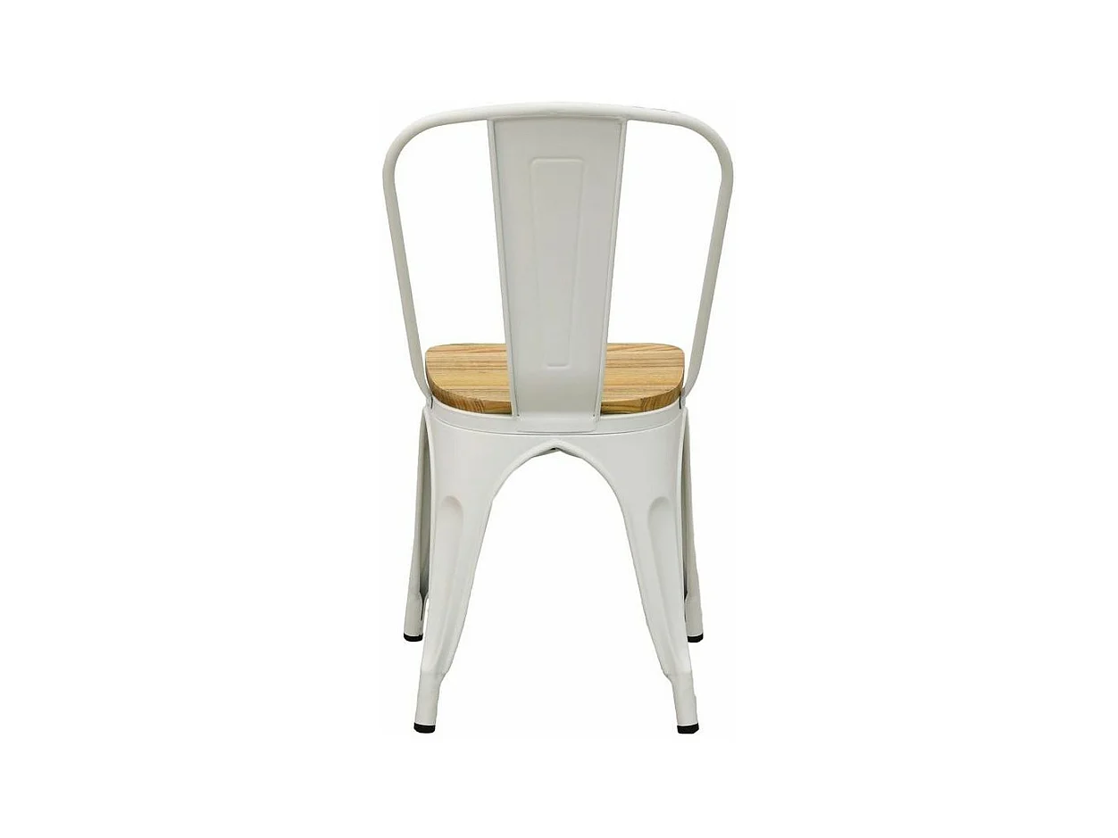 Chaise industrielle en métal et bois d'orme huilé (Lot de 4)