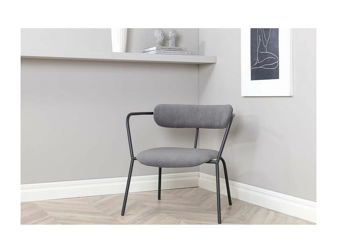 Fauteuil Design Velours Côtelé "Duffy" 69cm Gris
