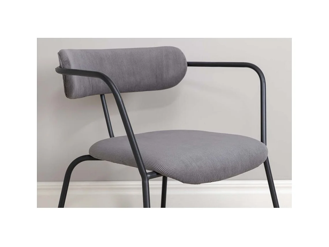 Fauteuil Design Velours Côtelé "Duffy" 69cm Gris