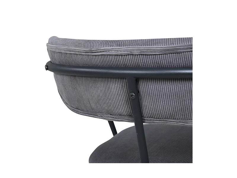 Fauteuil Design Velours Côtelé "Duffy" 69cm Gris