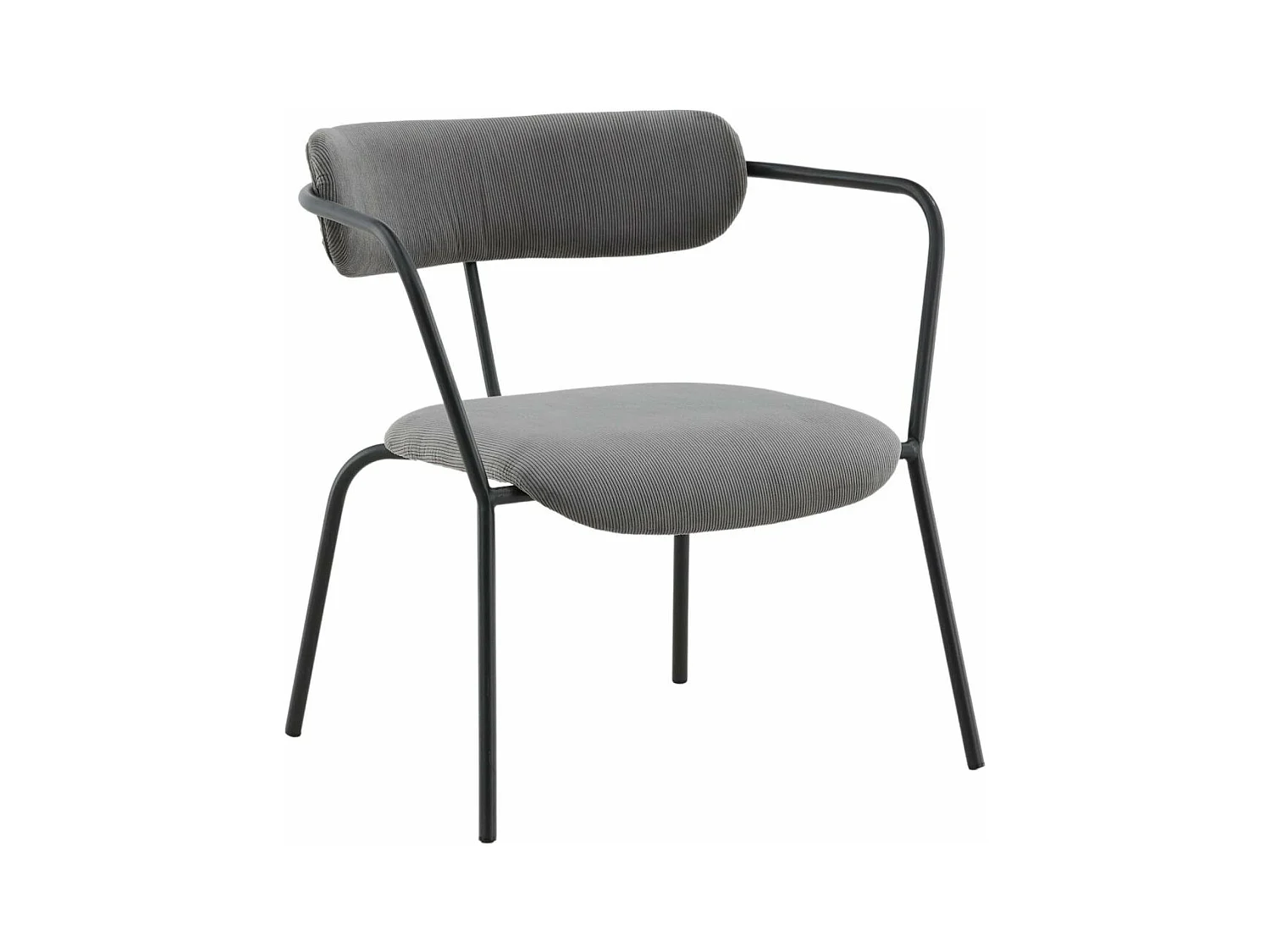 Fauteuil Design Velours Côtelé "Duffy" 69cm Gris