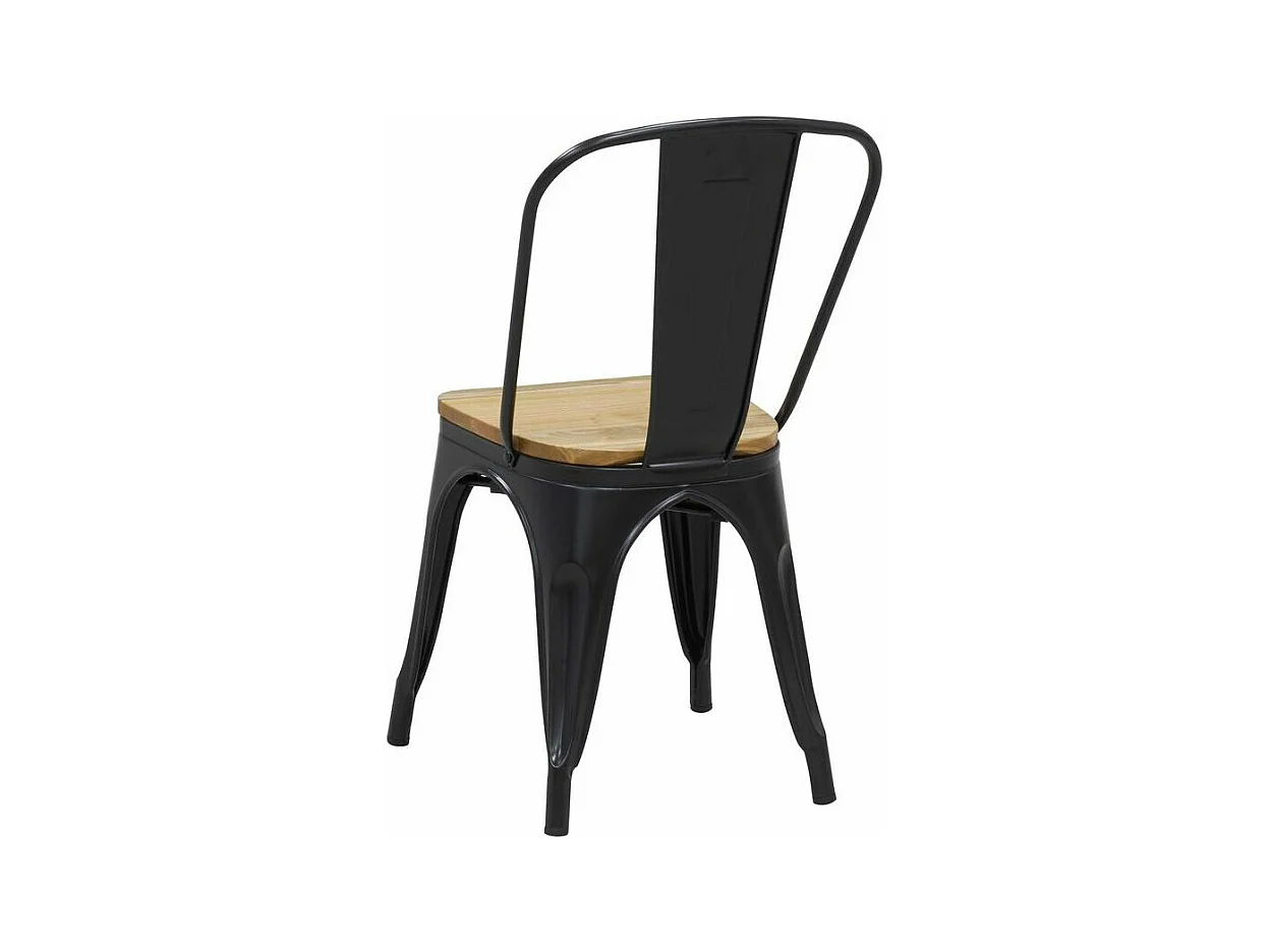 Chaise industrielle en métal et bois d'orme huilé (Lot de 4)