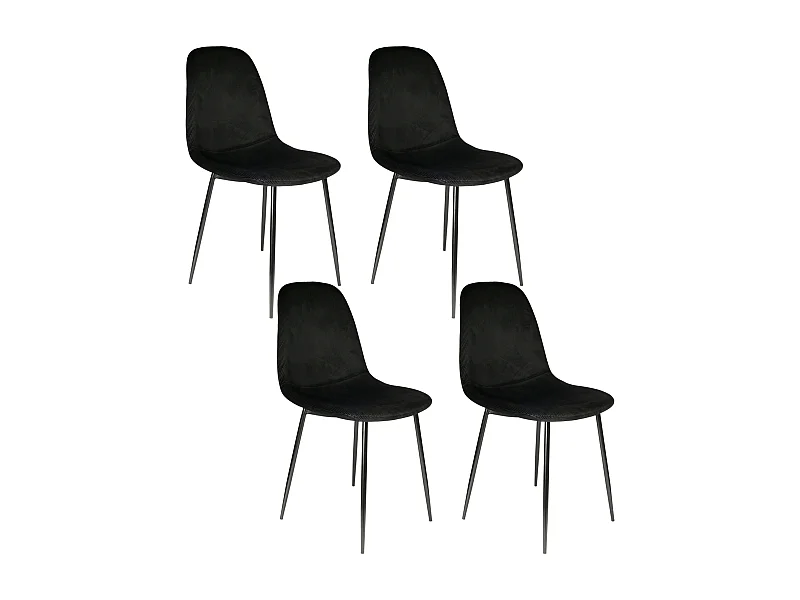 Chaise Velours Cotele Giulia Noir - Lot De 4 Noir