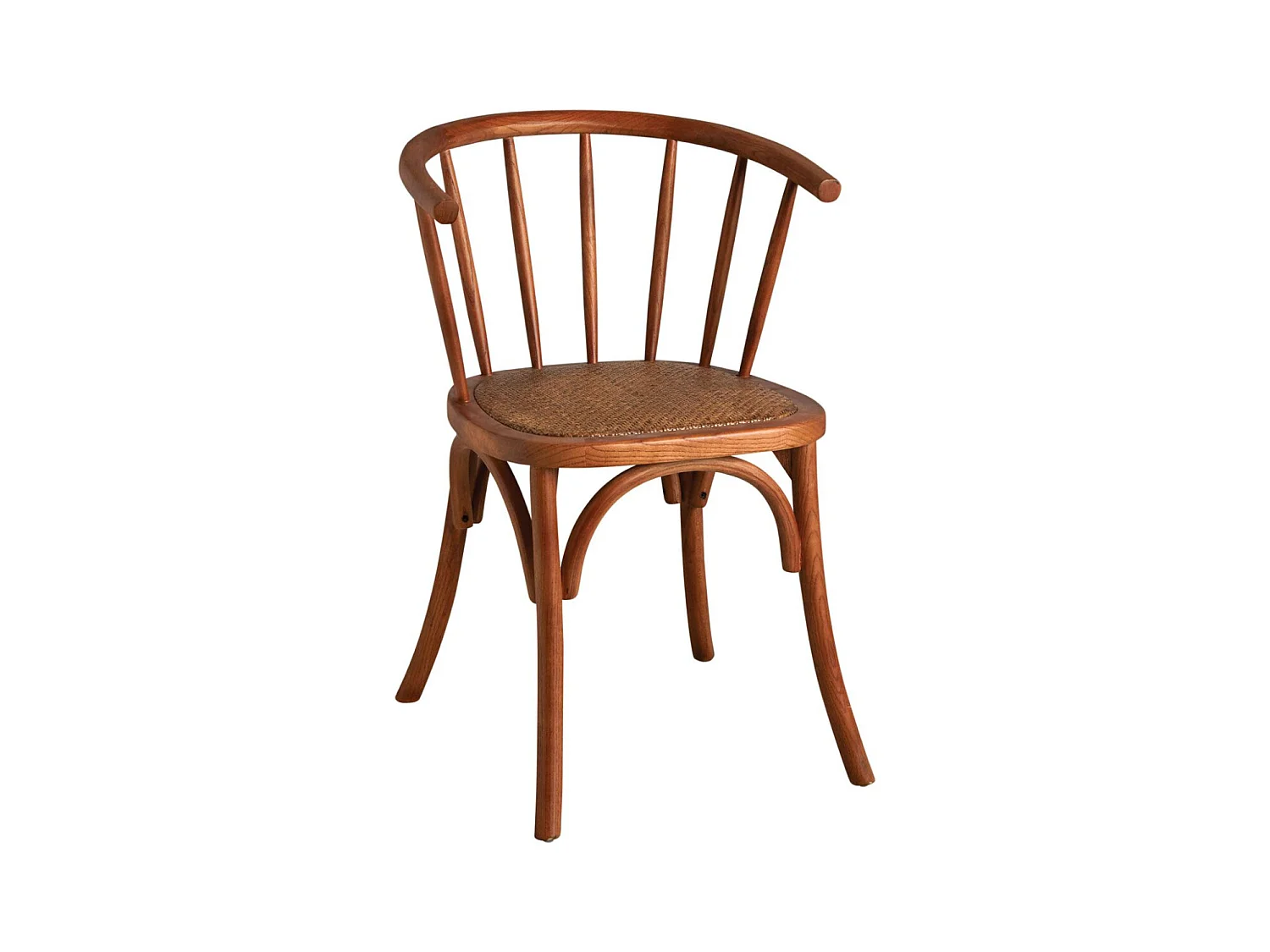 Chaise en hêtre et rotin, avec dossier rond