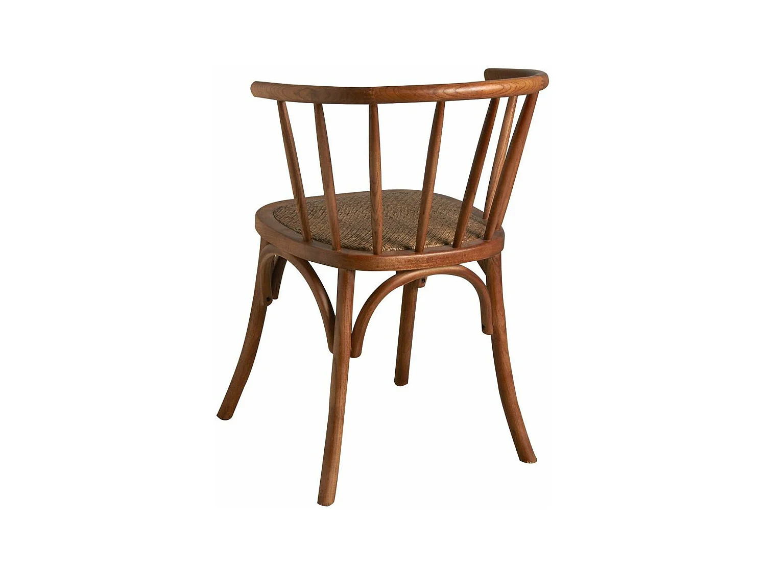 Chaise en hêtre et rotin, avec dossier rond