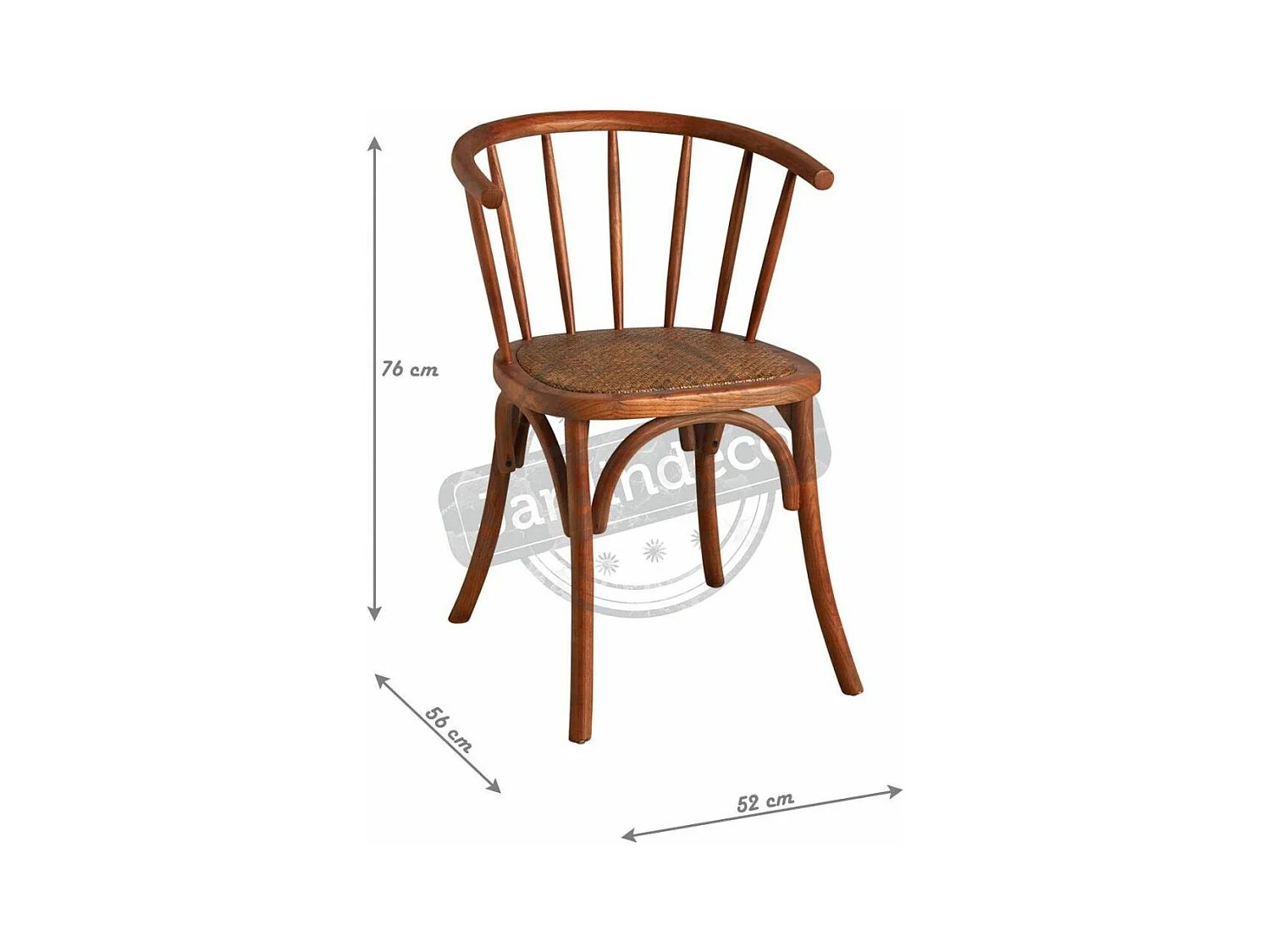 Chaise en hêtre et rotin, avec dossier rond