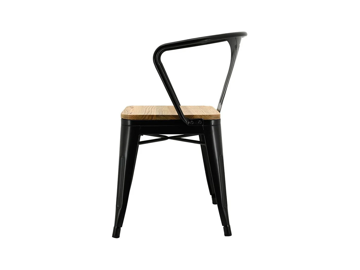 Chaise industrielle en métal et bois d'orme (Lot de 4) Métal laqué noir