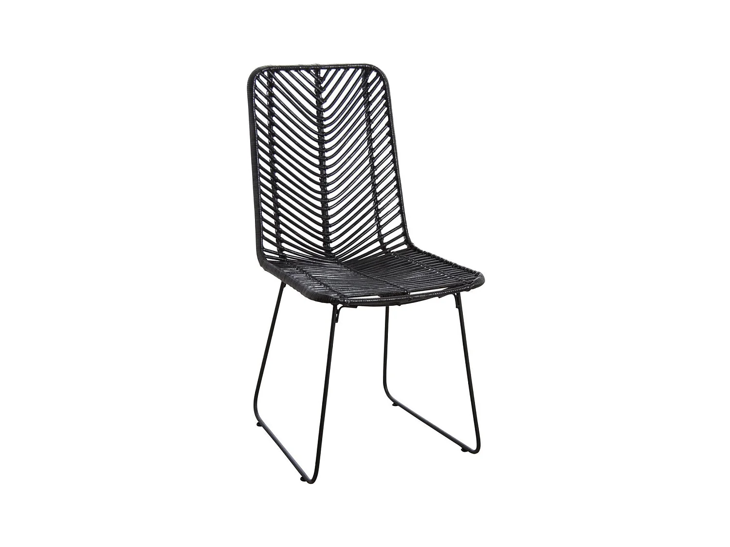 Chaise en rotin noir et métal Noir