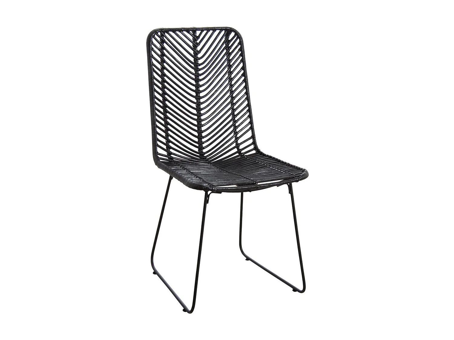 Chaise en rotin noir et métal Noir