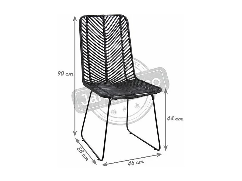 Chaise en rotin noir et métal Noir