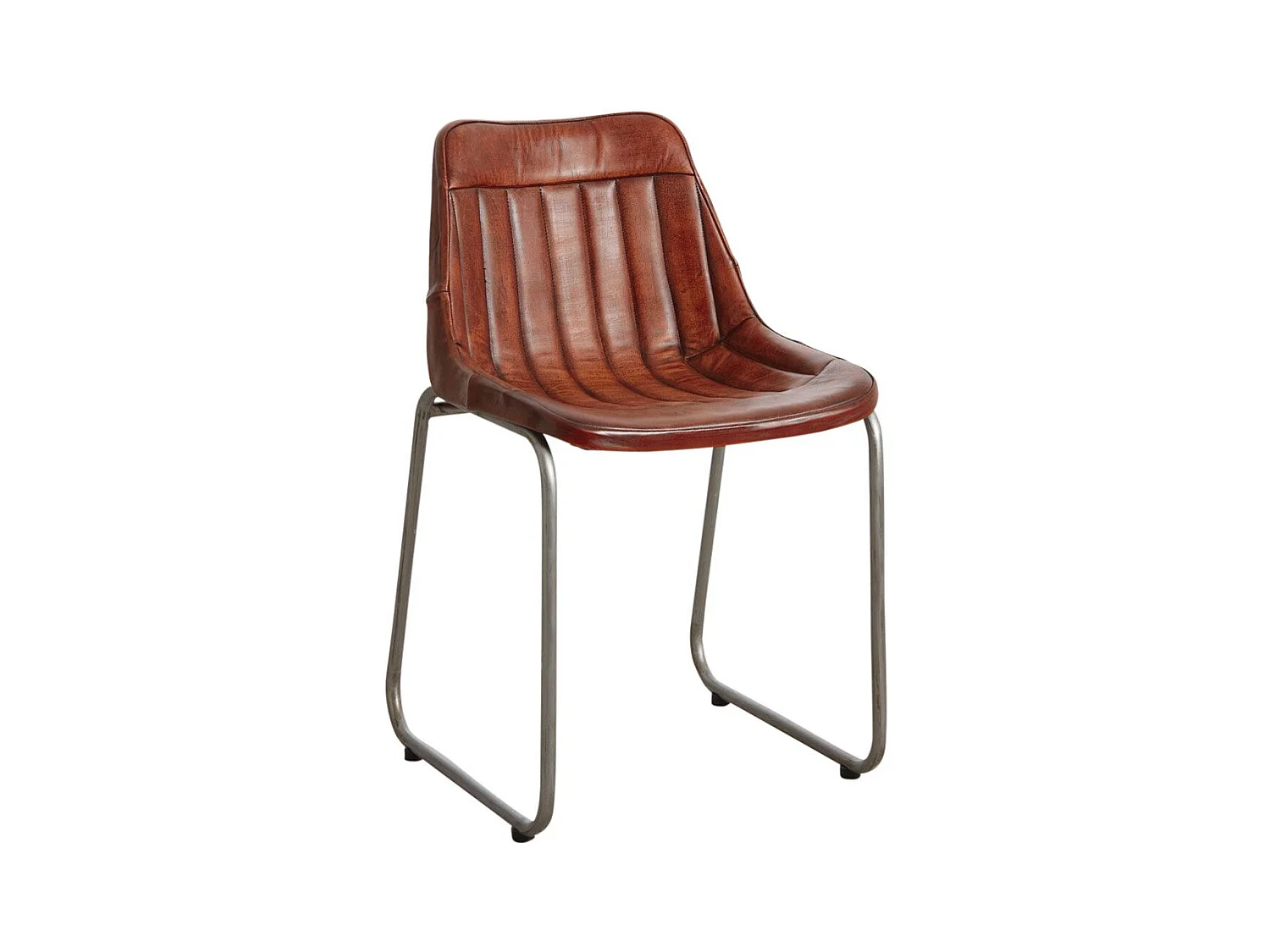 Chaise en cuir de buffle et métal