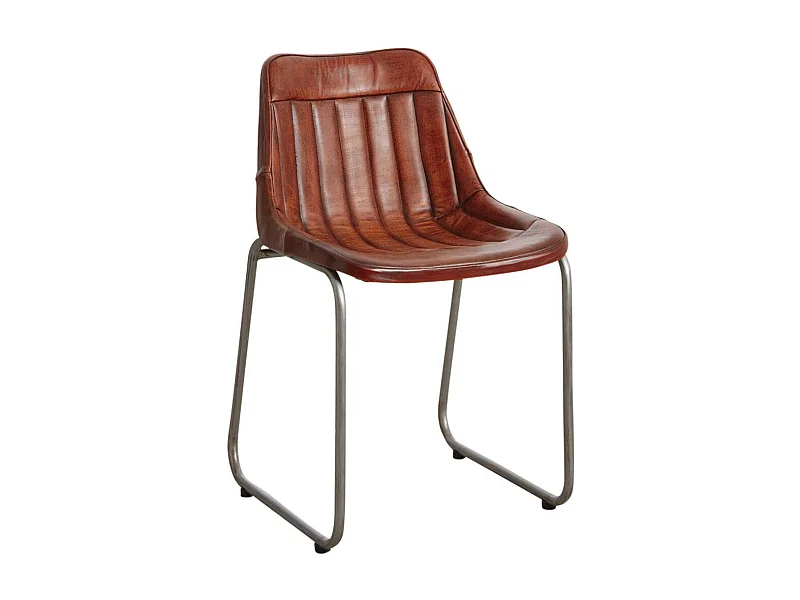 Chaise en cuir de buffle et métal