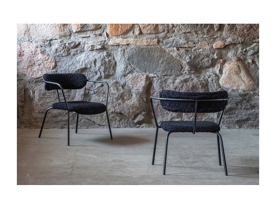 Fauteuil Design Bouclette "Duffy" 69cm Noir