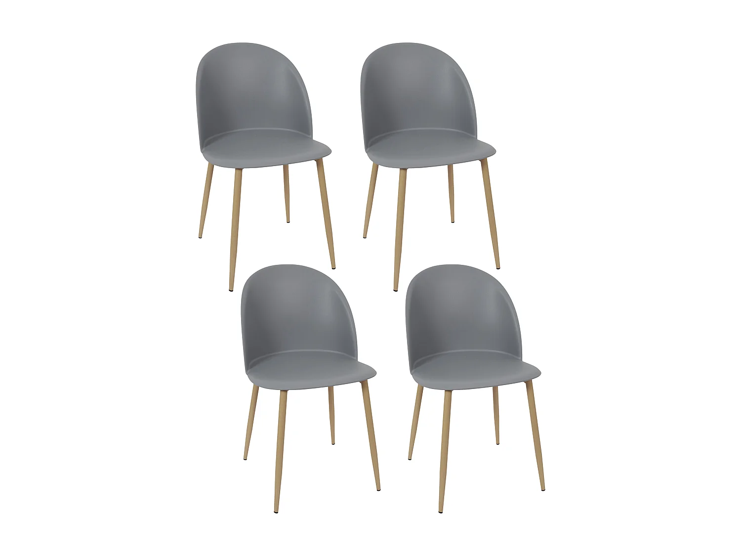 Chaise Scandinave Bergen Gris - Lot De 4 Gris