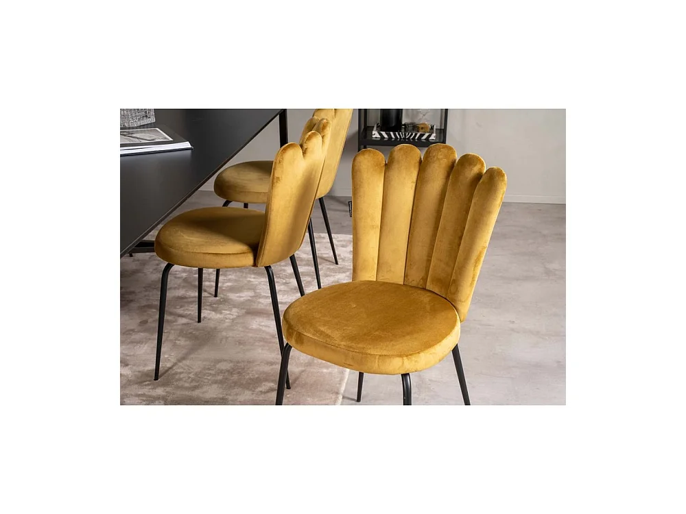 Limhamn eetkamerstoel velours geel.