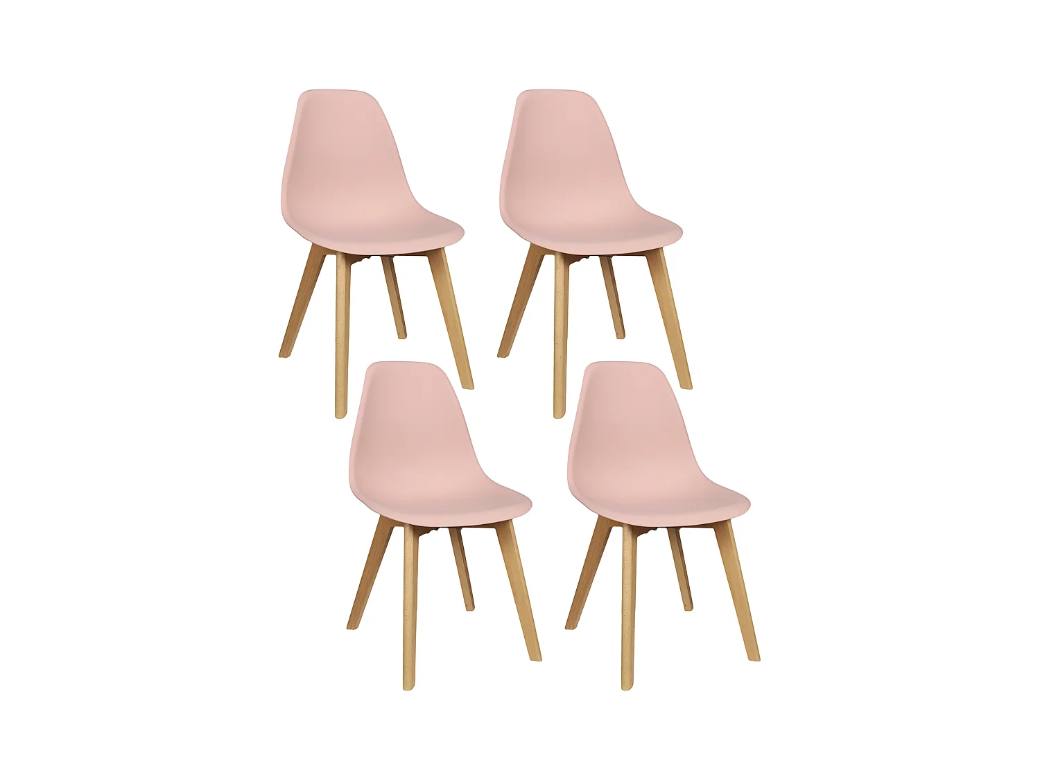 Chaise Scandinave Coque Rose Poudre - Lot De 4 Rose, Marron