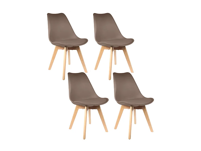 Chaise Scandinave Coque Rembourree Taupe - Lot De 4 Marron