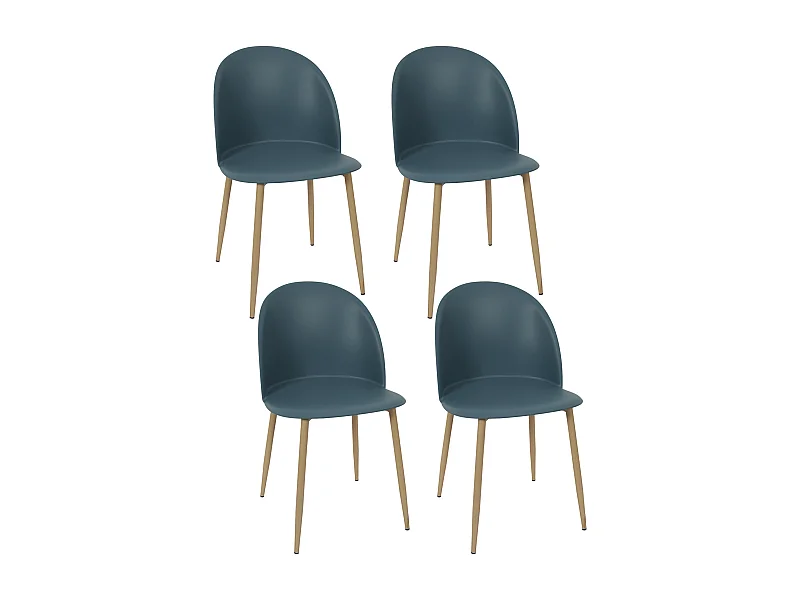 Chaise Scandinave Bergen Bleu Canard - Lot De 4 Bleu