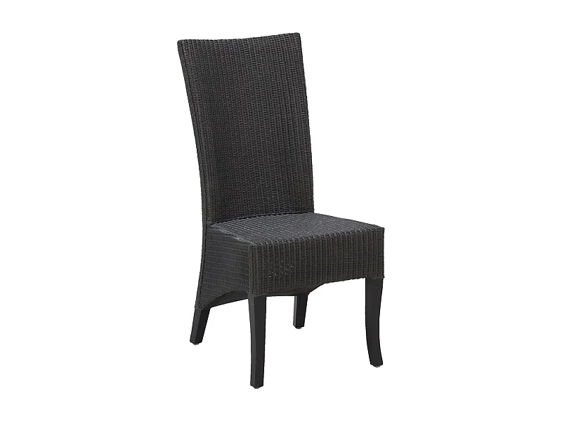 Chaise en loom noir et acajou Adlon
