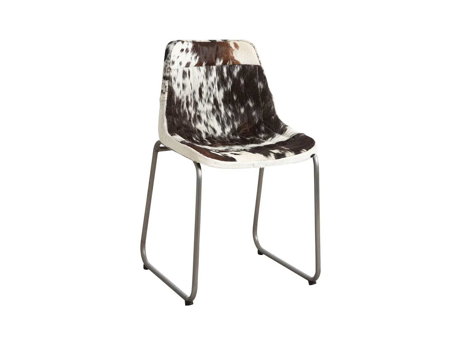 Chaise en métal et peau de vache naturelle