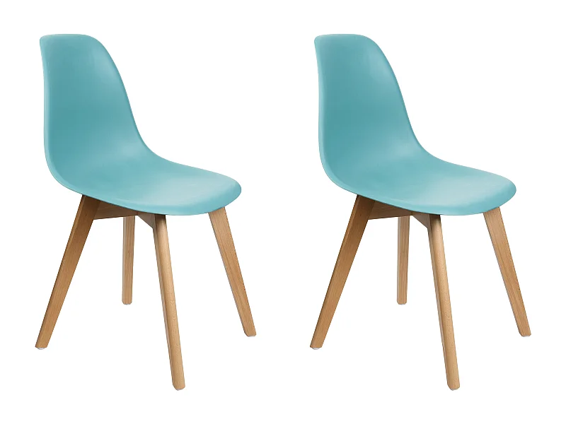 Chaise Scandinave Coque Bleu Celadon - Lot De 2 Bleu