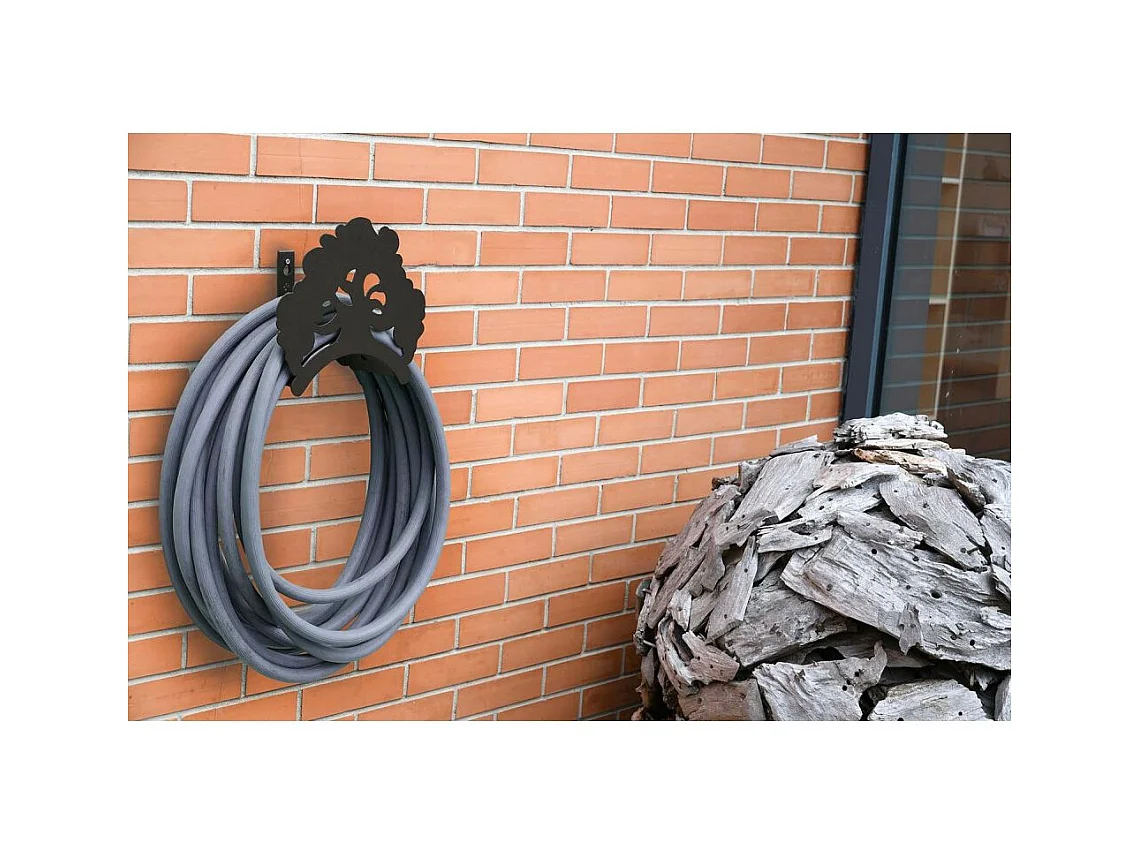 Soporte original de acero para mangueras montado en la pared Eje