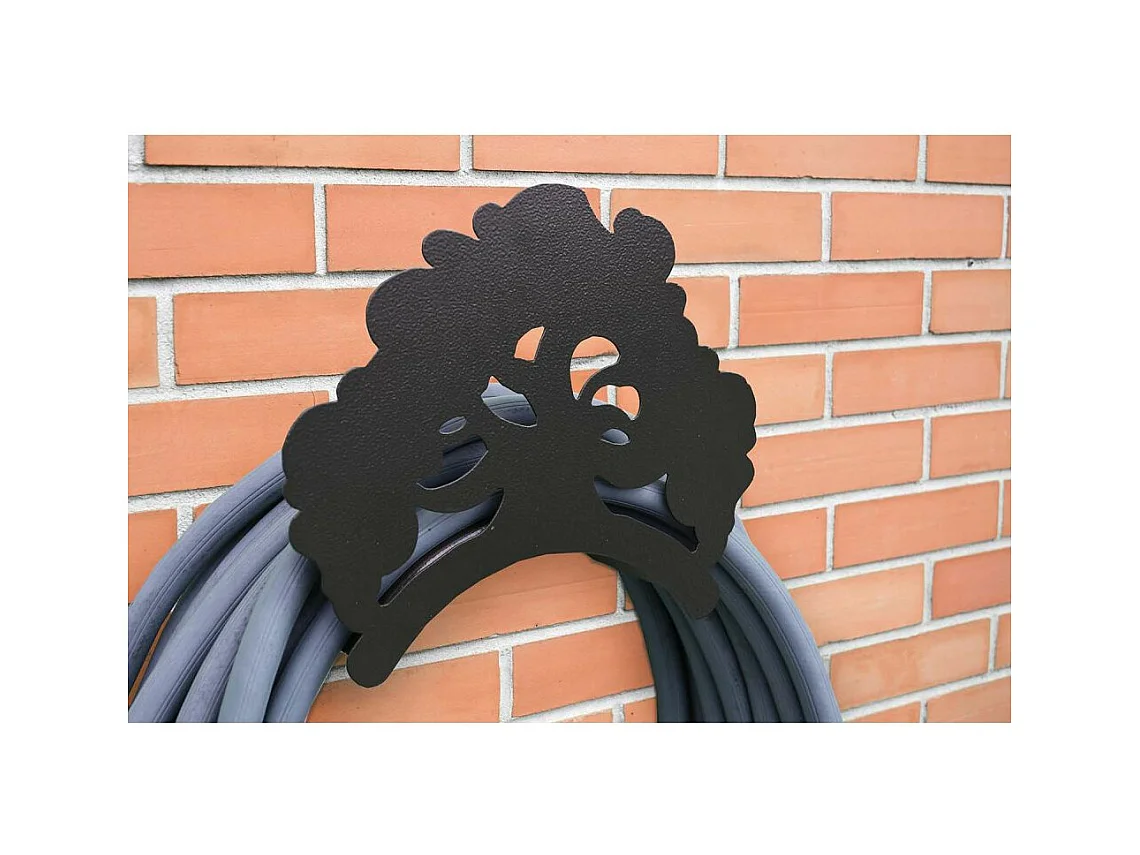 Soporte original de acero para mangueras montado en la pared Eje